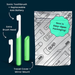 Quip comparación de tamaño para manos y bocas pequeñas
