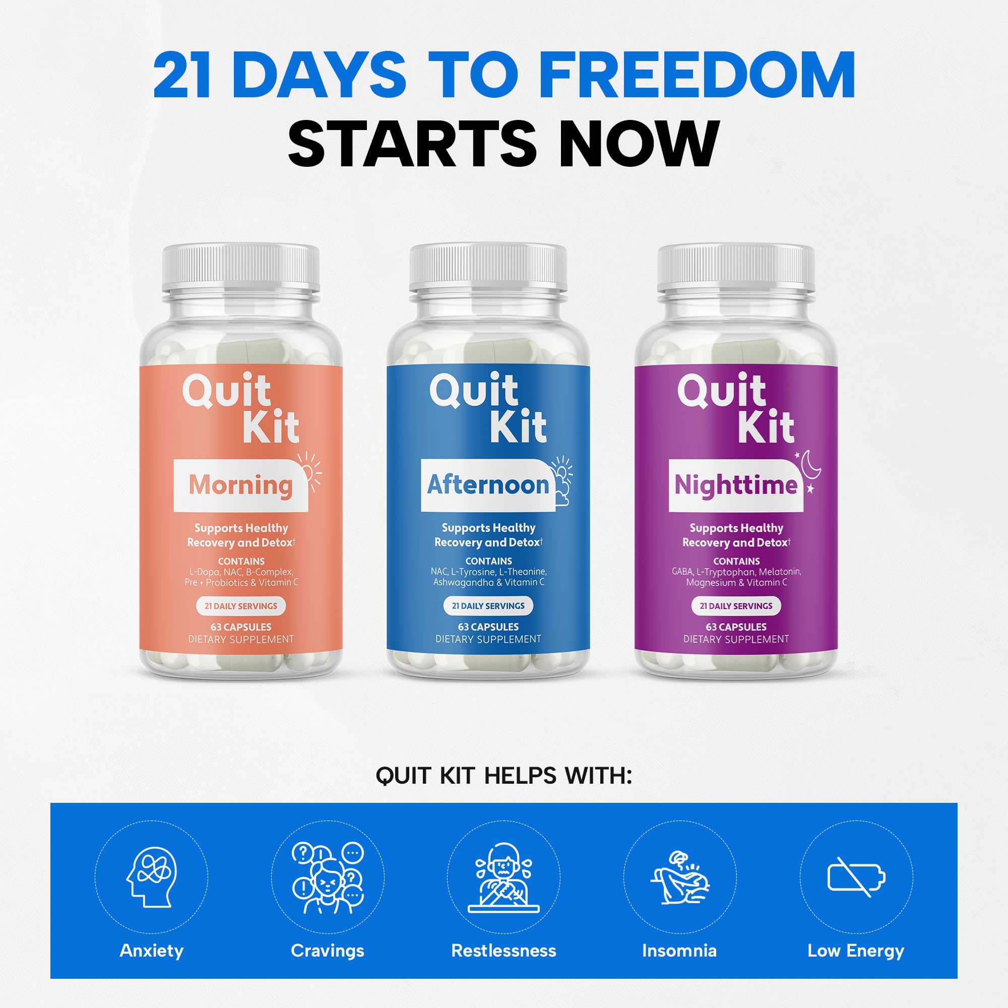 Quit Kit embalaje abierto con dosis diarias visibles para seguimiento