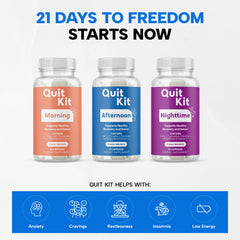 Quit Kit embalaje abierto con dosis diarias visibles para seguimiento