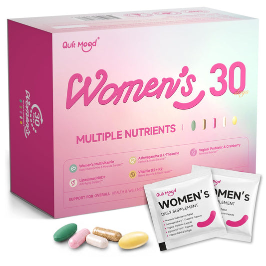 Quit mood pack frontal mostrando sobres, conveniencia diaria