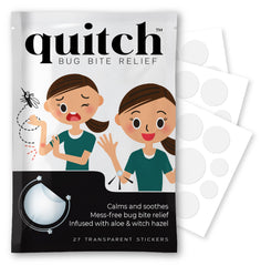 quitch empaque frontal mostrando parches y beneficio portabilidad