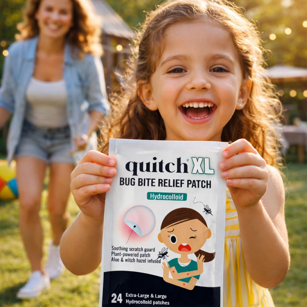 quitch parche pegado en piel demostrando adherencia suave y protección