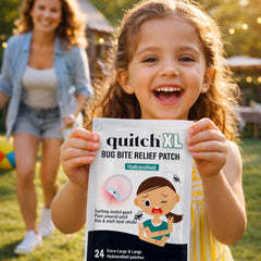 quitch parche pegado en piel demostrando adherencia suave y protección