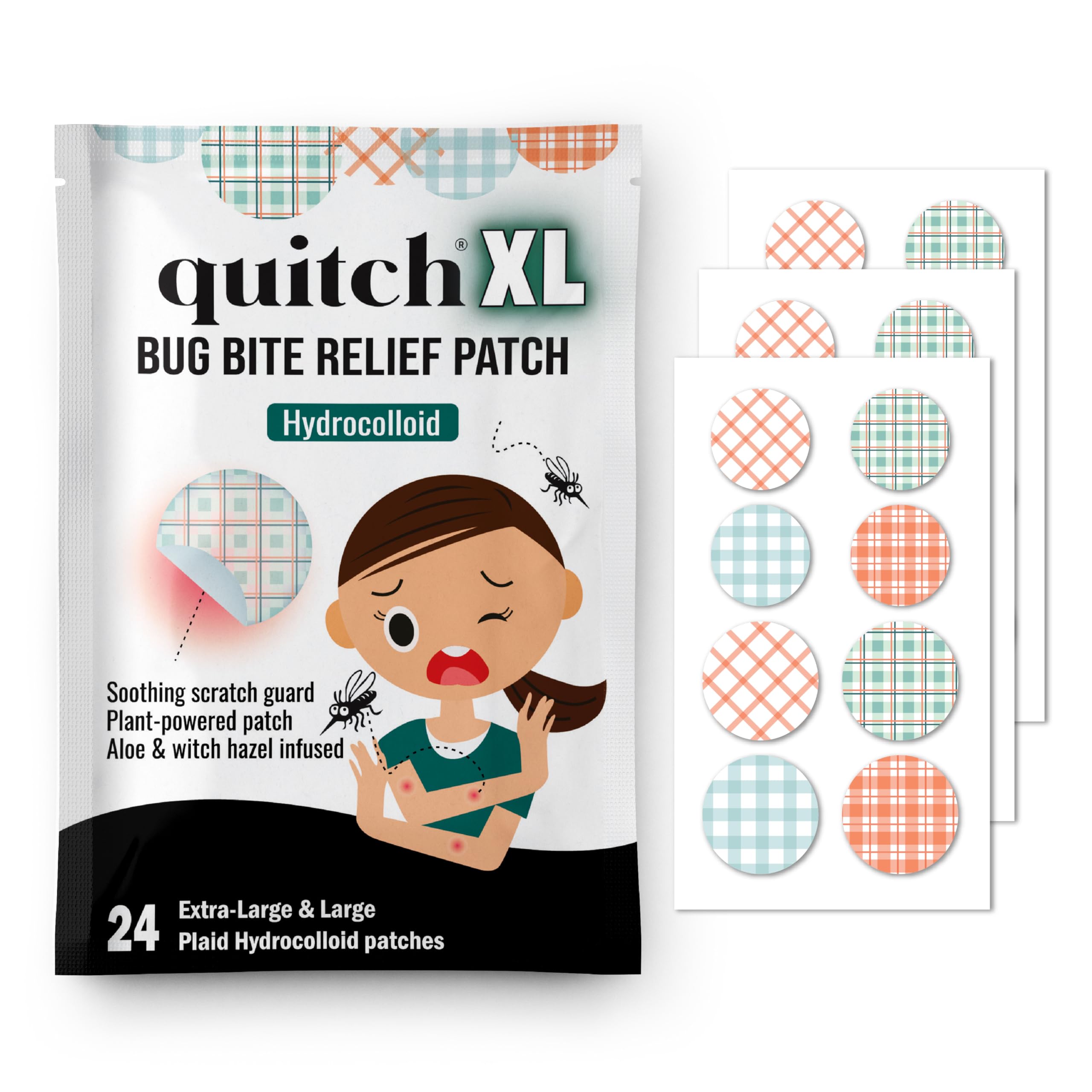 quitch empaque frontal XL Plaid mostrando tamaño y diseño, protección inmediata