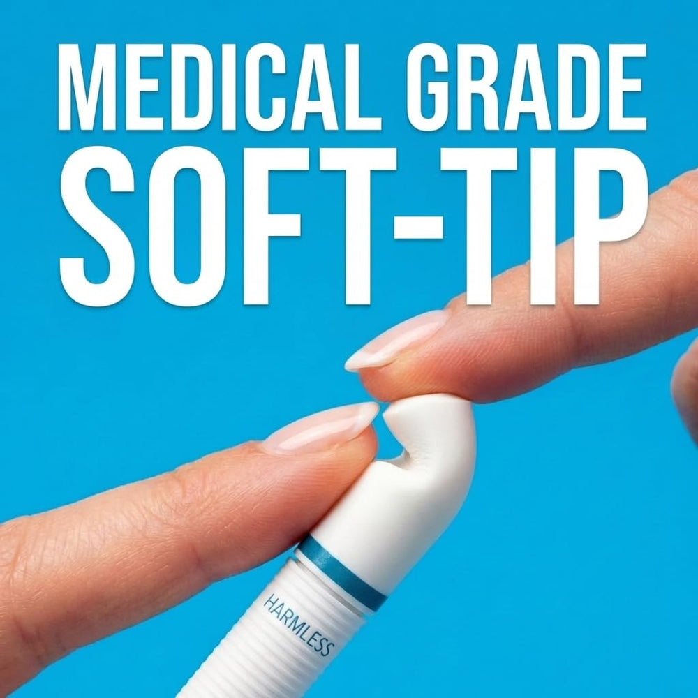 Detalle de la punta soft-tip de QuitGo con enfoque en comodidad oral