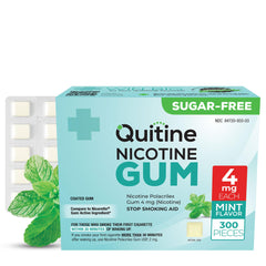 Quitine goma nicotina 4 mg sabor menta, empaque frontal, ayuda a controlar antojos.