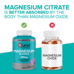 Qunol etiqueta nutricional legible que informa 200 mg de magnesio elemental