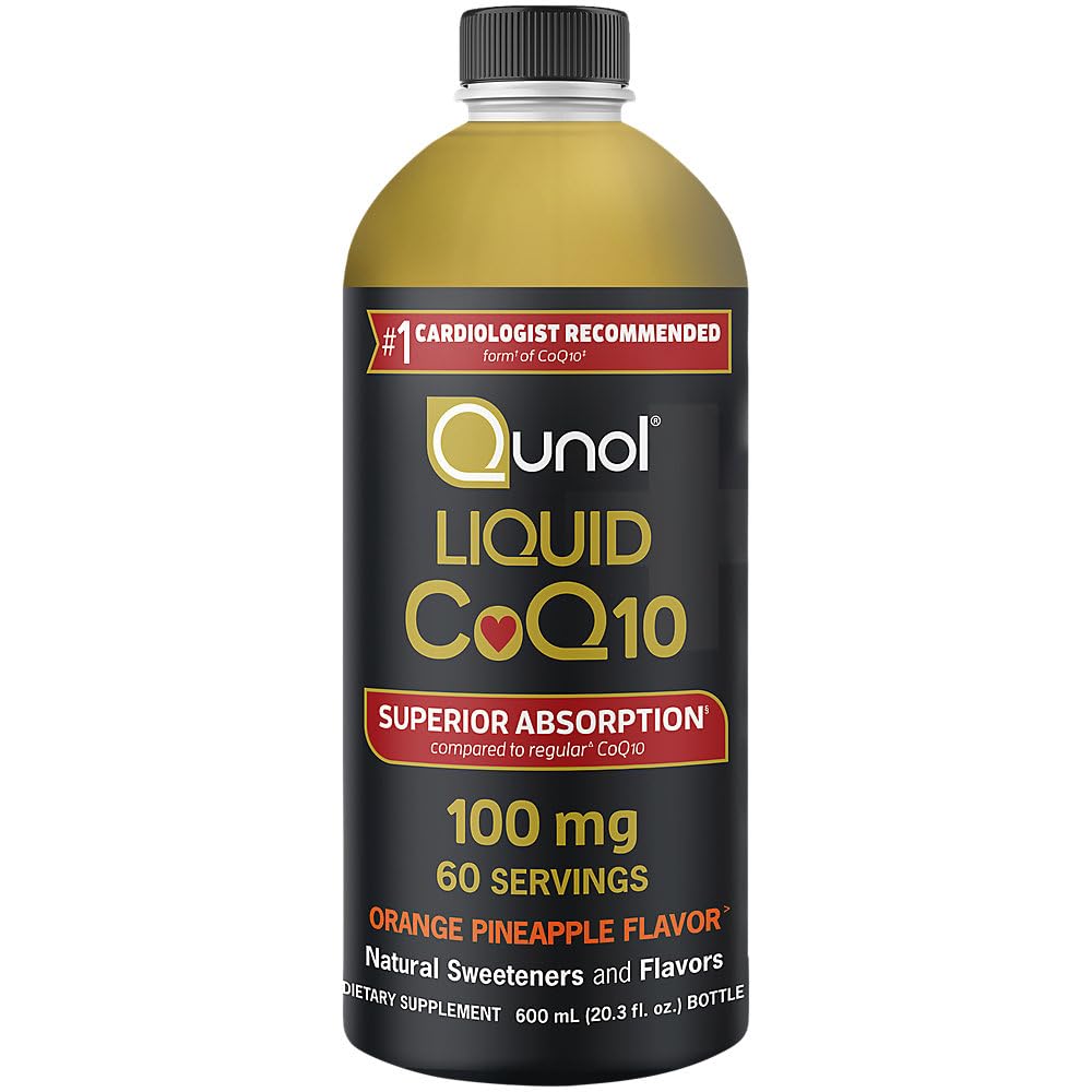 Qunol frente del envase que muestra la botella y beneficio de absorción