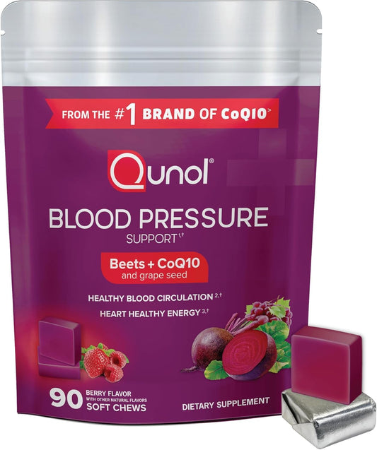 Qunol frente del envase mostrando 90 gomitas y beneficios visibles