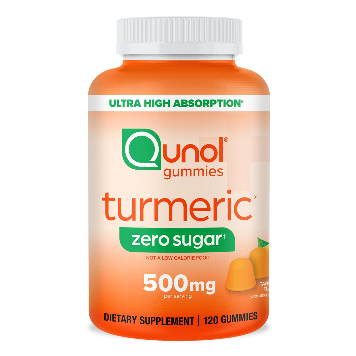 Qunol gominolas frontal mostrando envase y beneficio sin azúcar