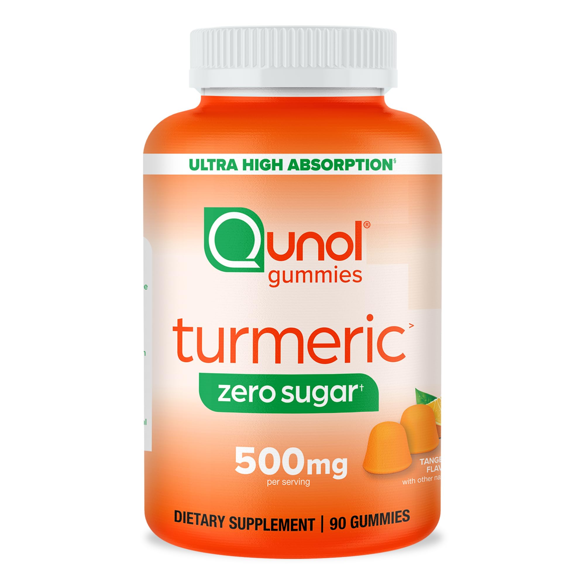 Qunol gominolas frontal mostrando el envase y conveniencia