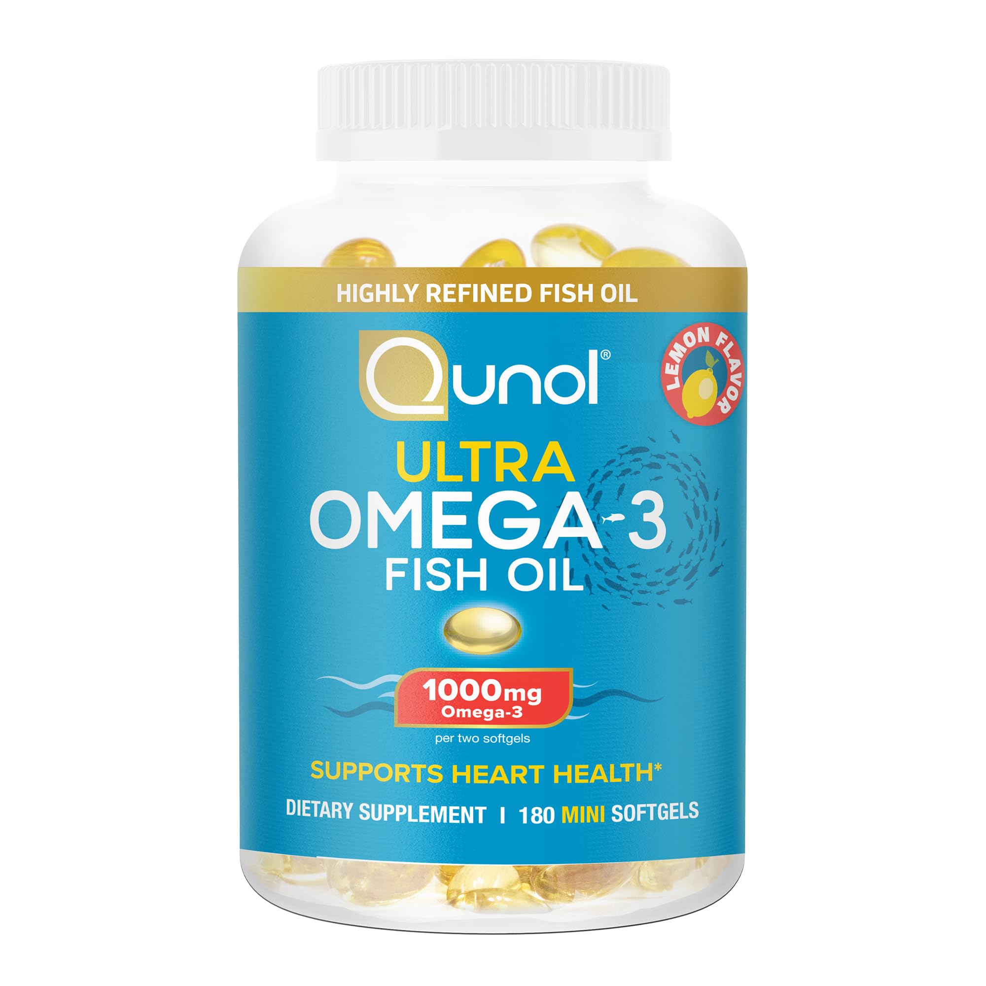 Gota de aceite de pescado Qunol mostrando pureza y textura