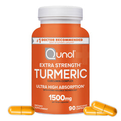 Qunol envase frontal mostrando 90 cápsulas y beneficio de alta absorción