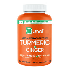 Qunol paquete frontal mostrando el producto y beneficio de absorción alta