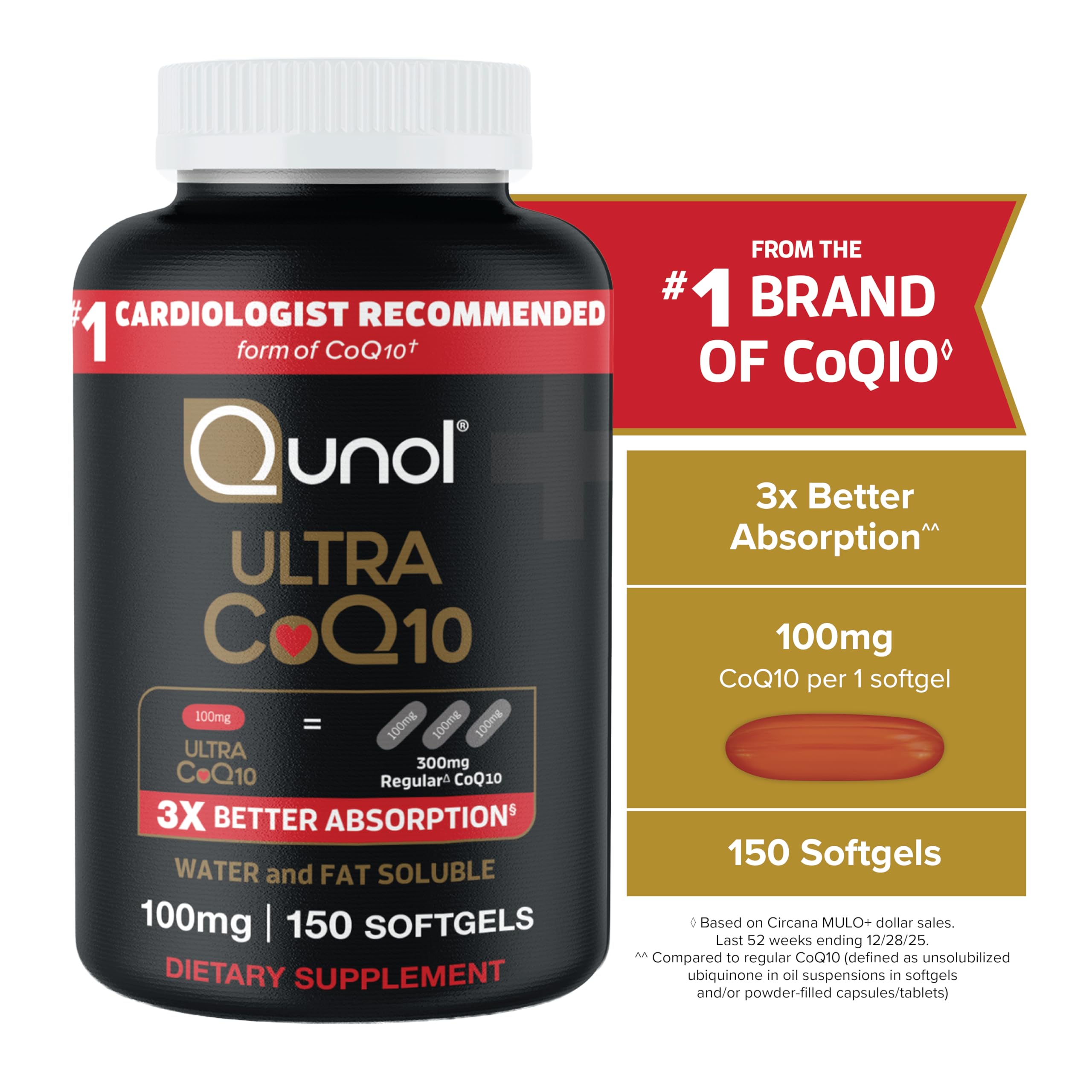 Softgel Qunol en mano demostrando tamaño cómodo para dosis diaria