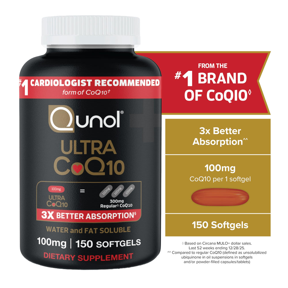 Softgel Qunol en mano demostrando tamaño cómodo para dosis diaria
