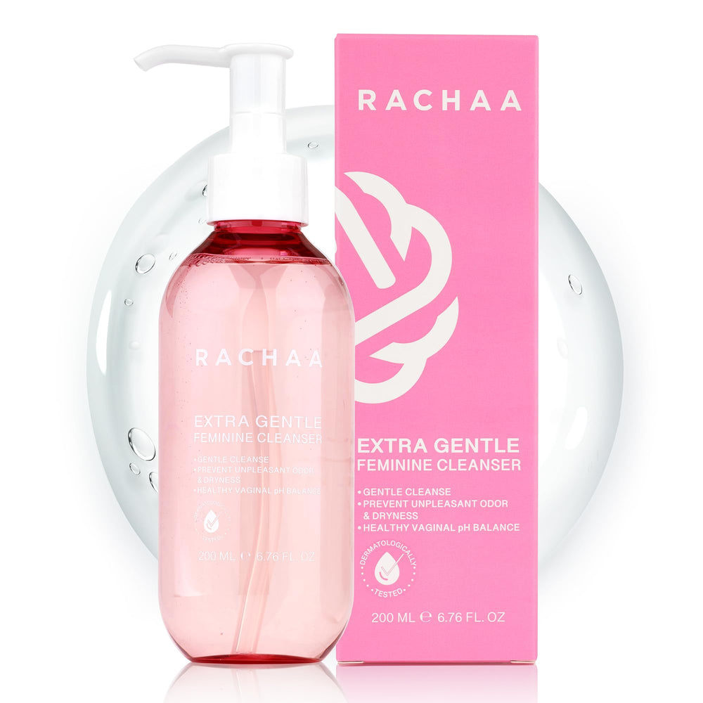 RACHAA frontal del envase mostrando diseño y beneficio de limpieza suave
