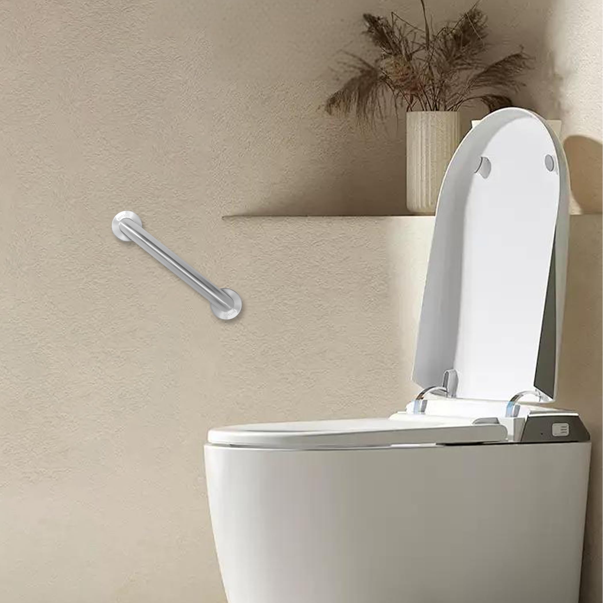 Rackickyer barra integrada en baño moderno, mejora estética y seguridad
