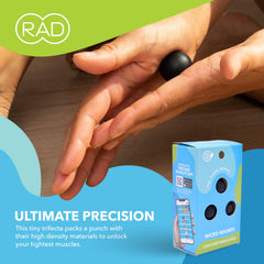 RAD micro rounds comparación de tamaño en la mano para referencia de escala