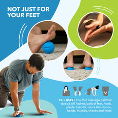 RAD Neuro Ball en planta del pie en uso para aliviar tensión y fascitis plantar