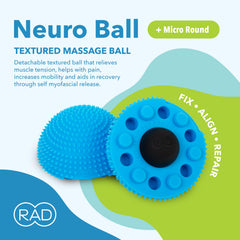 RAD Neuro Ball primer plano de la textura de silicona que facilita masaje profundo
