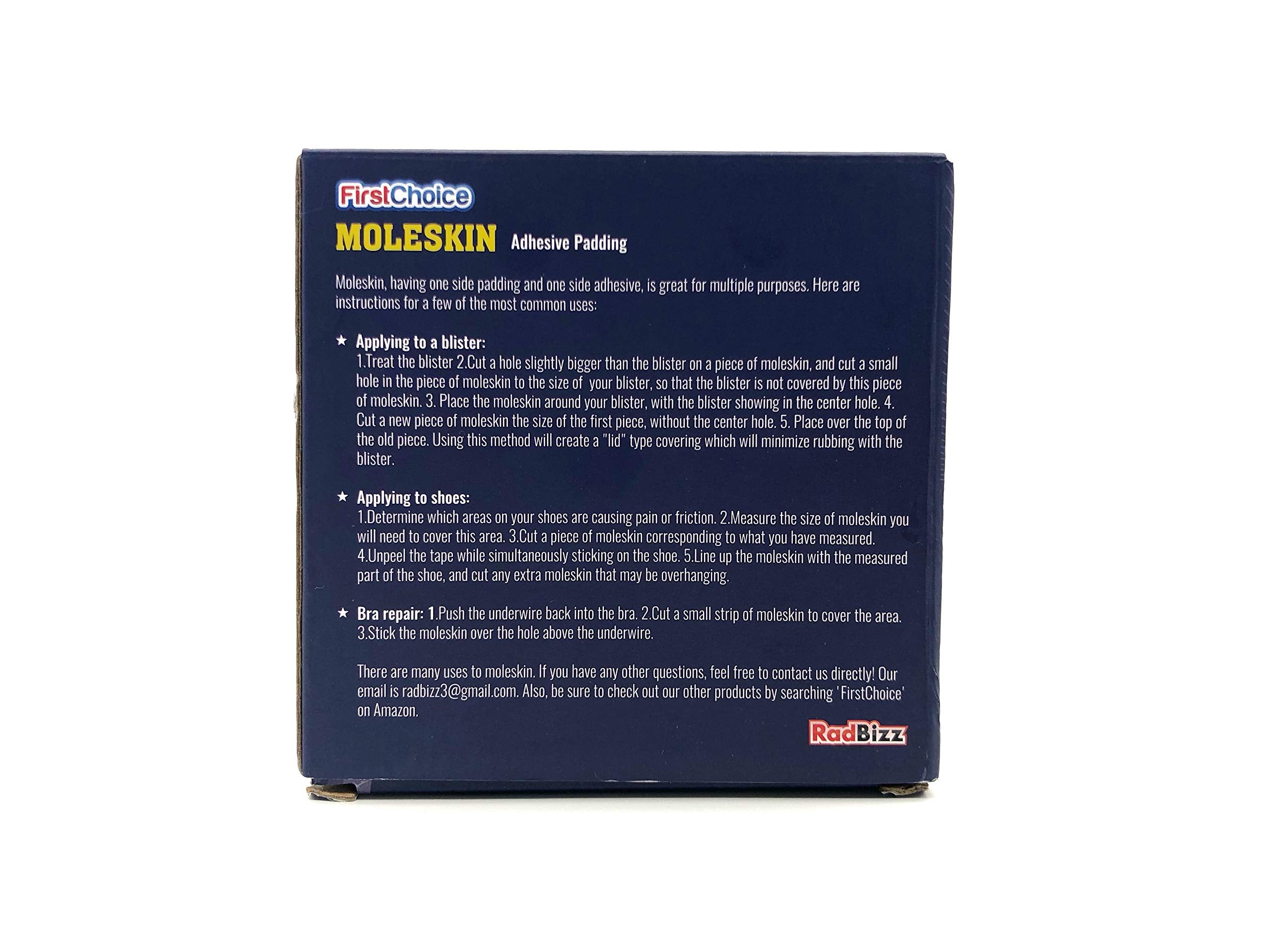 RadBizz moleskin guardado en botiquín portátil, solución práctica para emergencias