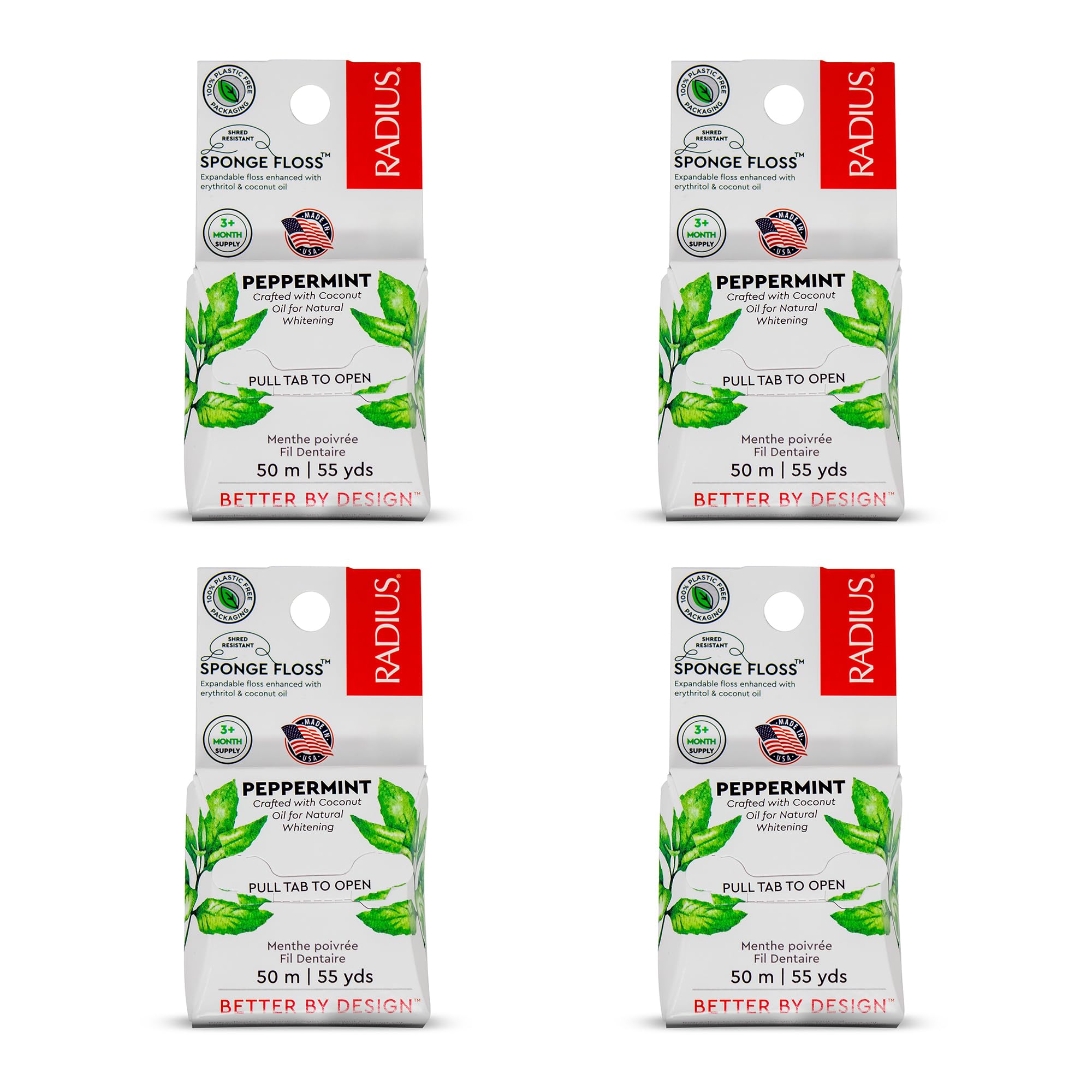 RADIUS pack frontal mostrando cuatro rollos y beneficio sin plástico
