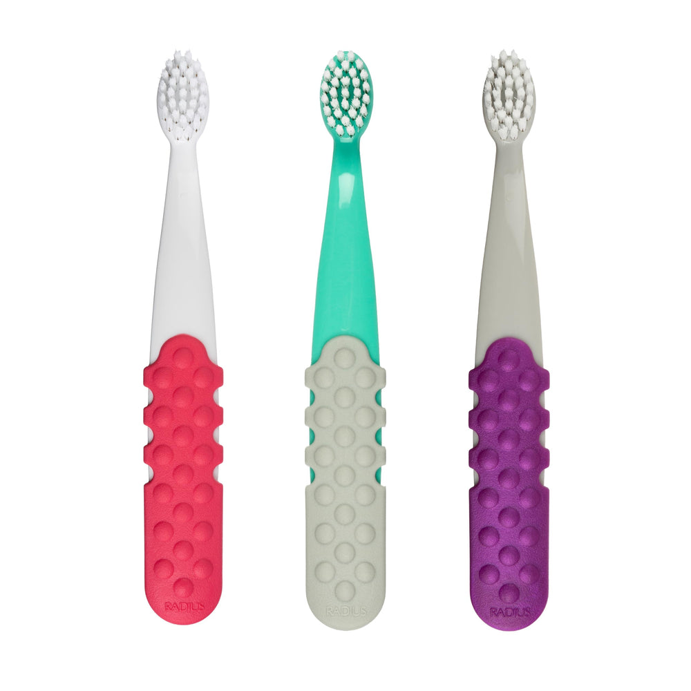 RADIUS Totz Plus frontal del paquete mostrando los tres colores y beneficio confianza