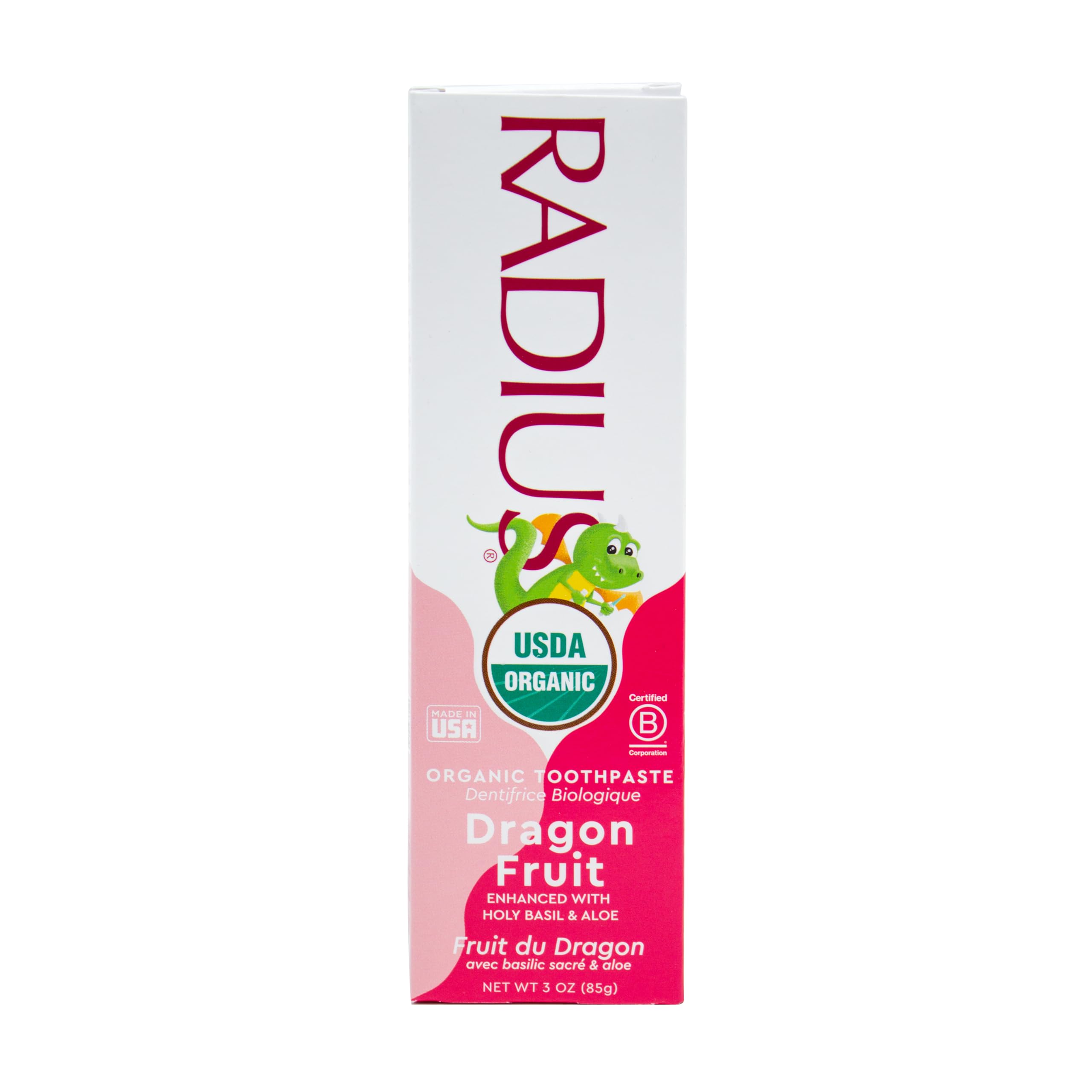 RADIUS tubo frontal mostrando empaque y beneficio orgánico