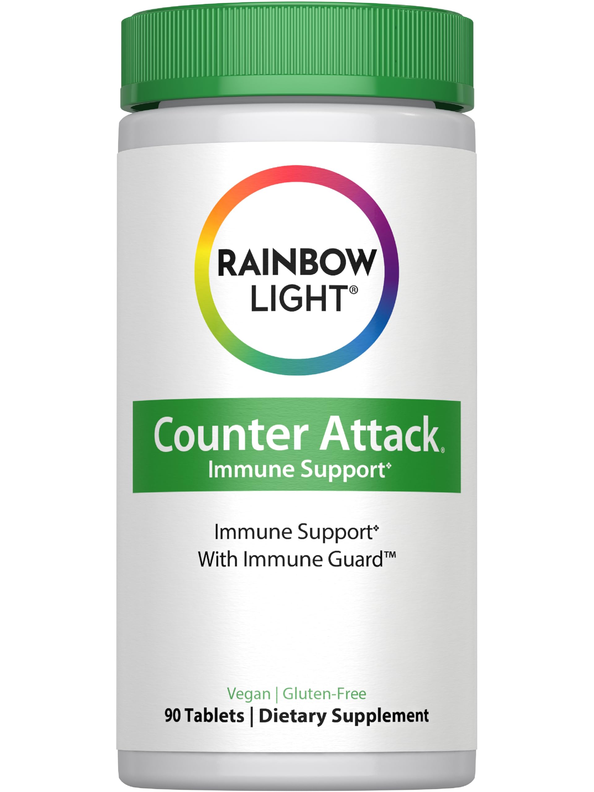 Rainbow Light Counter Attack vista frontal del envase con etiqueta clara y beneficios