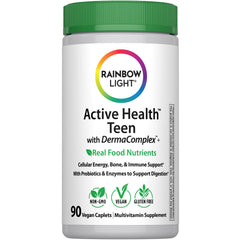 Rainbow Light frente del envase mostrando 90 caplets y afirmando soporte diario