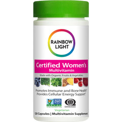 Rainbow Light envase frontal mostrando etiquetas y beneficios principales
