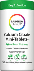 rainbow light envase frontal de calcio y vitamina D, fácil identificación y confianza