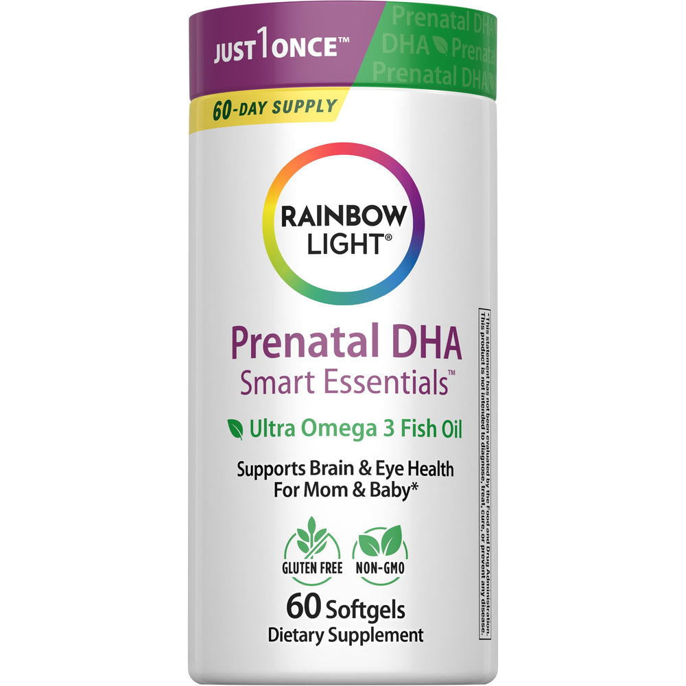 Rainbow Light envase frontal mostrando 60 cápsulas y beneficios principales