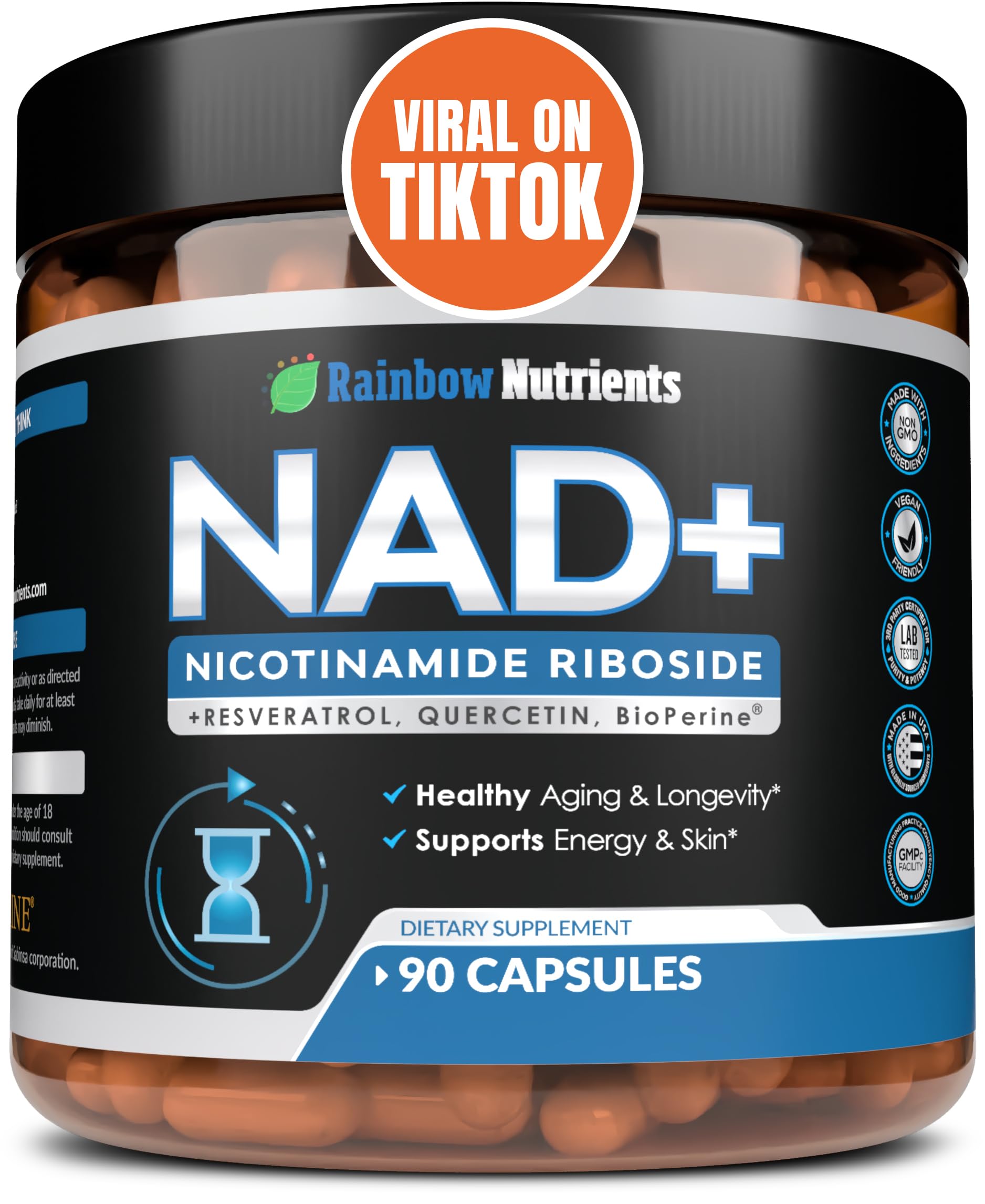 Rainbow Nutrients envase frontal que muestra dosis alta y beneficios de absorción