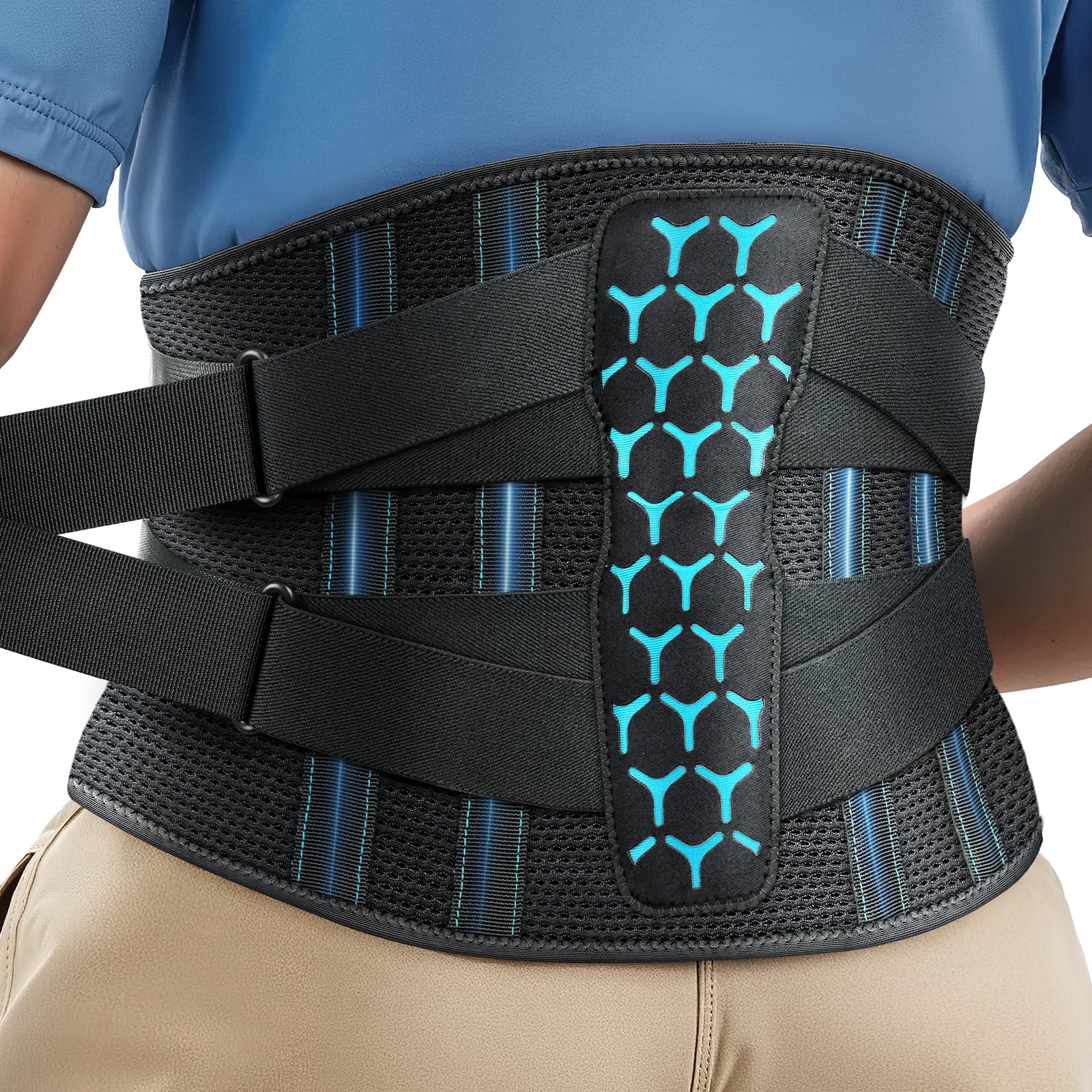 Rakiie frontal de la faja lumbar mostrando ajuste y soporte inmediato