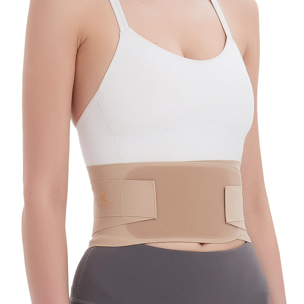 RANDY SUN faja lumbar frontal mostrando diseño ultrafino y discreción