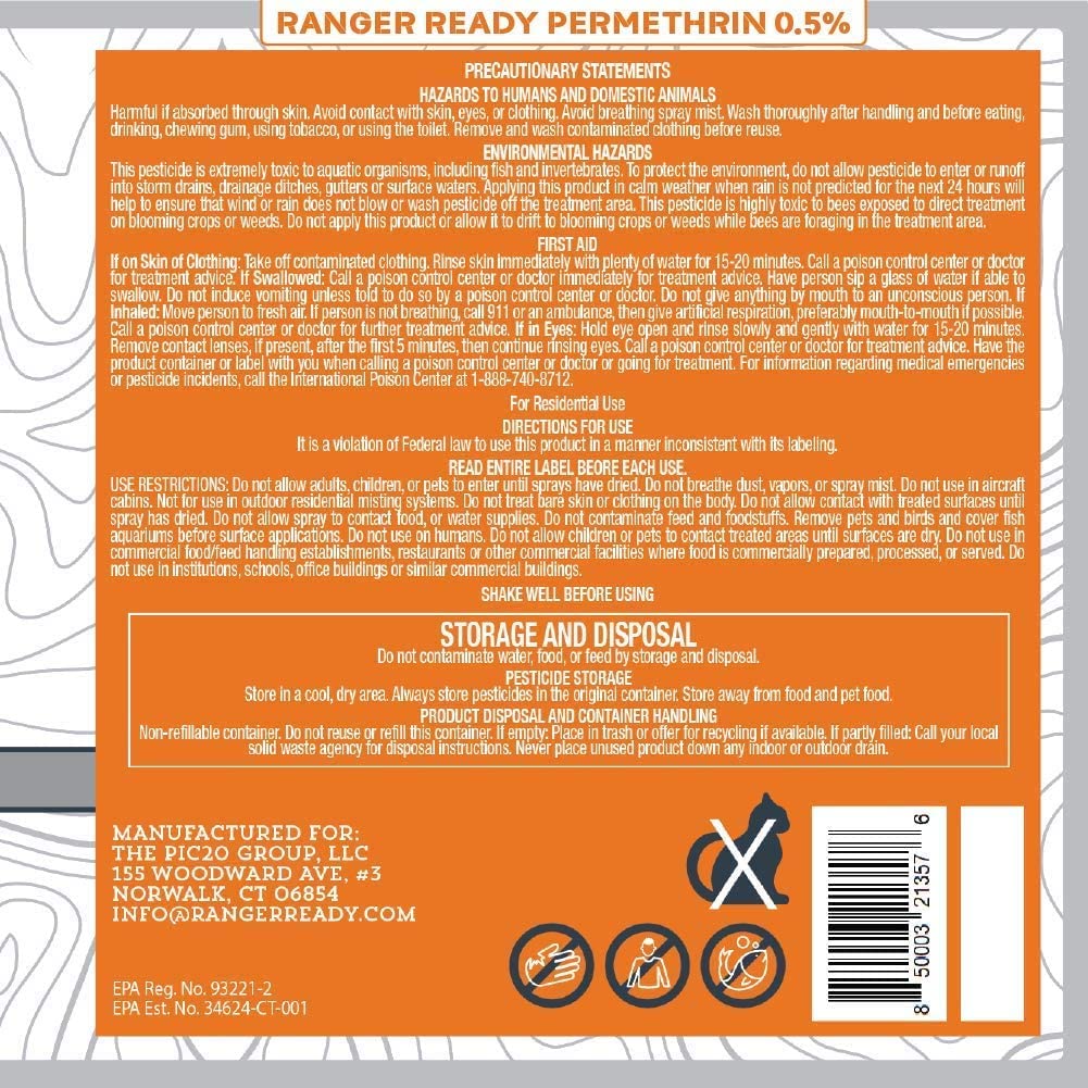 Ranger Ready etiqueta con ingredientes y uso claro para seguridad