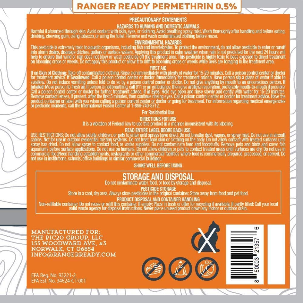 Ranger Ready etiqueta con ingredientes y uso claro para seguridad