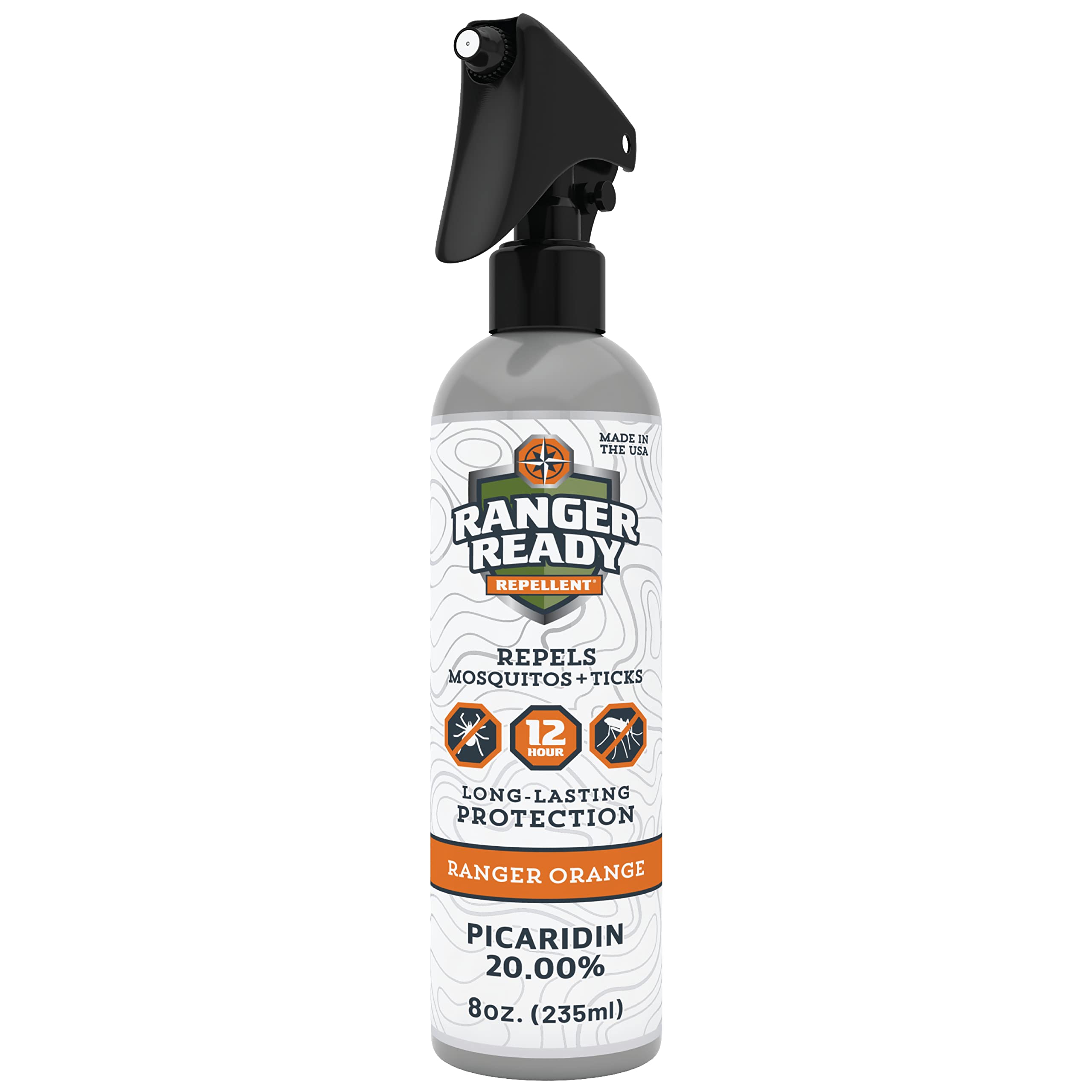Ranger Ready frontal del producto mostrando envase y aroma naranja, protege sin DEET