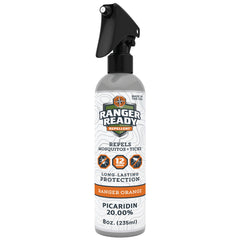 Ranger Ready frontal del producto mostrando envase y aroma naranja, protege sin DEET