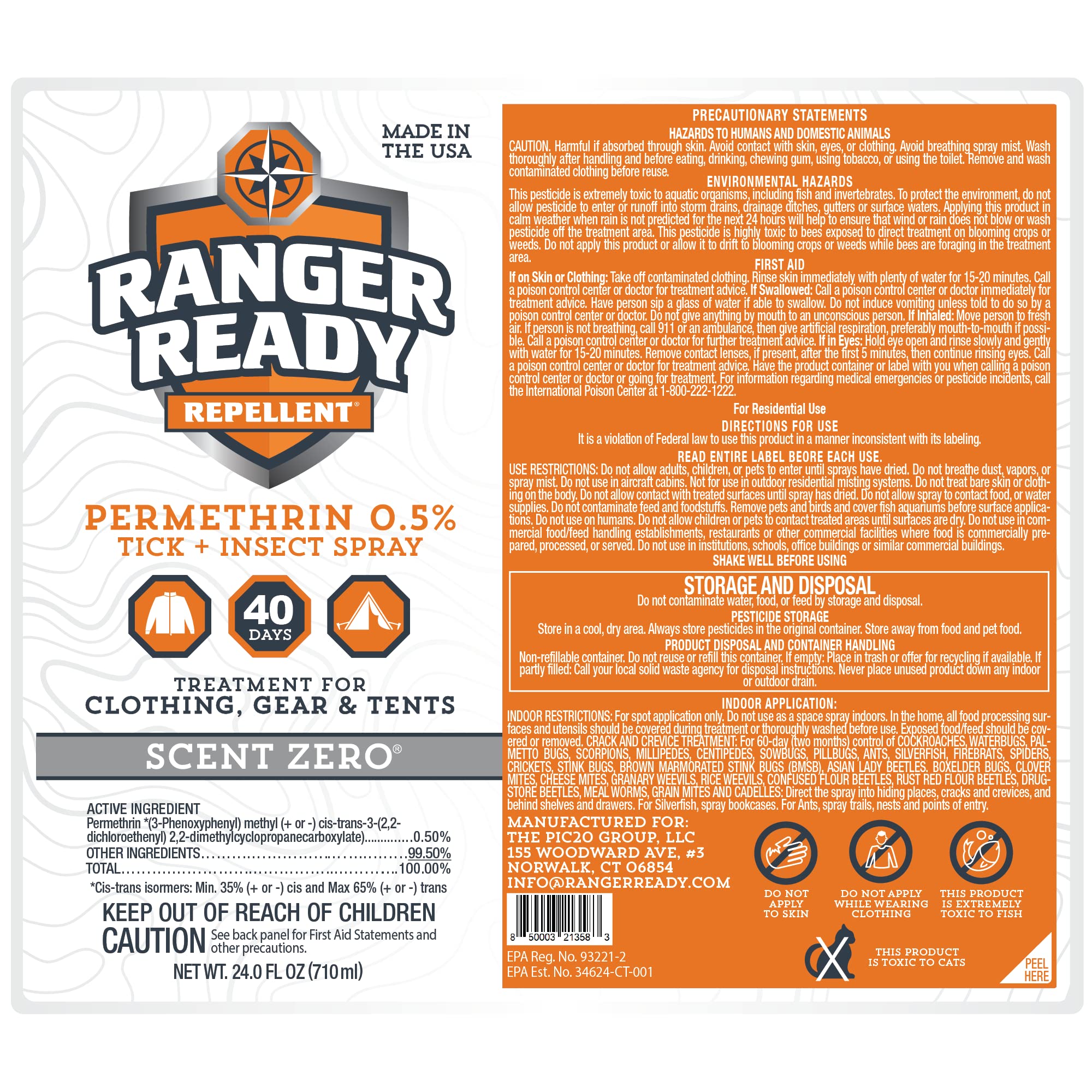 Ranger Ready ropa secando al aire tras la aplicación para uso seguro