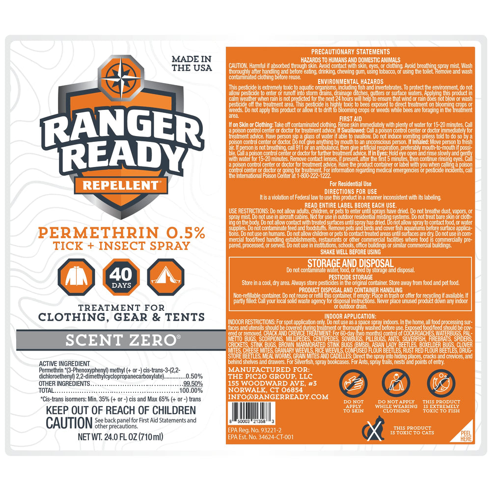 Ranger Ready ropa secando al aire tras la aplicación para uso seguro