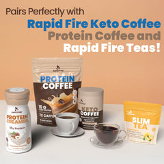 Rapid Fire etiqueta nutricional con detalles de proteínas y ingredientes