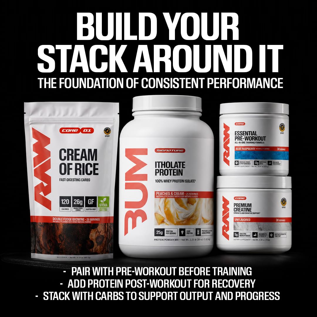 RAW creatine en vaso mezclado demostrando rápida disolución y conveniencia