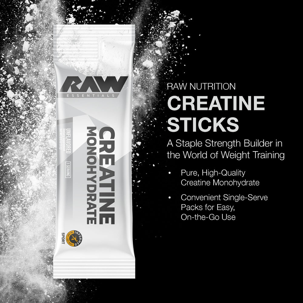 RAW Creatine close-up del polvo micronizado con disolución rápida