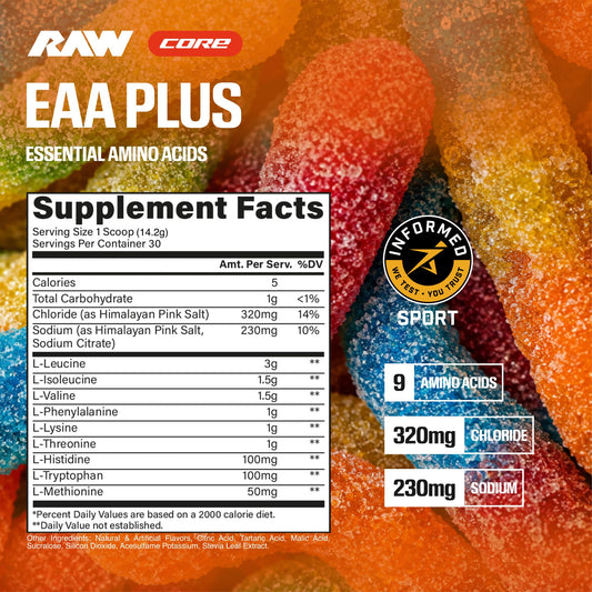 RAW EAA Plus textura del polvo fino lista para mezclar y fácil disolución