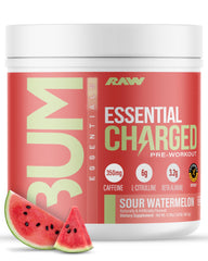 RAW envase frontal mostrando 25 servicios y sabor sour watermelon, atractivo visual