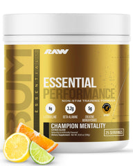 RAW envase frontal mostrando marca y sabor Champion Mentality, confianza en calidad
