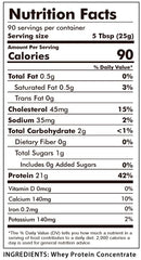 Raw Organic Whey etiqueta nutricional clara informando pureza y seguridad